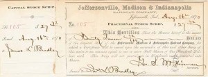 Jeffersonville, Madison and Indianapolis Railroad Co. - Stock Certificate